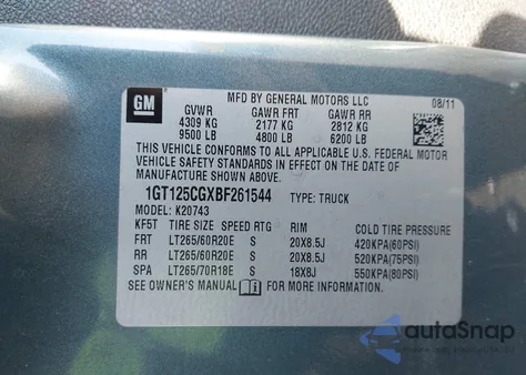 2011 GMC Sierra 2500Hd Denali из США, поврежденный, VIN 1GT125CGXBF261544